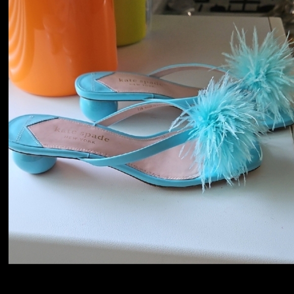 Kate Spade Turquoise Feathered Sandals - Picture 9 of 9